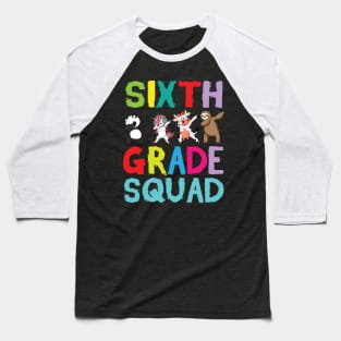 Animals Students Dabbing Back To School Sixth Grade Squad Baseball T-Shirt